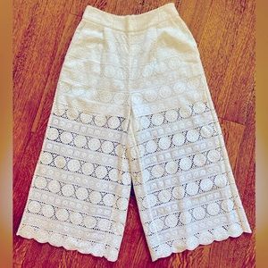 Zimmermann white cropped embroidered pants high waisted
